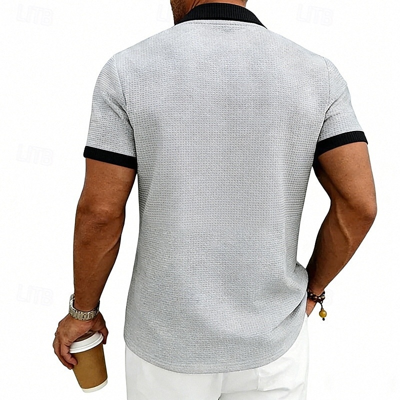 Homme Chemise de golf Polo en Tricot Gaufré Occasionnel Affaires Classique Manche Courte Mode Moderne Couleur Unie Rayé Boutons Été Printemps Coupe régulière Blanche Bleu Roi Vert Kaki Gris Chemise de 2026 ? $20.99 –P3
