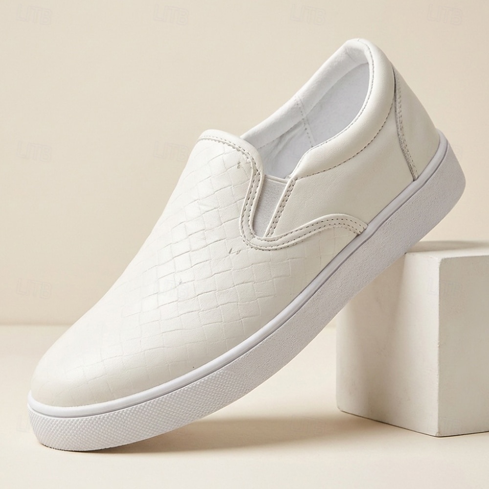 Zapatillas deportivas blancas sin cordones para hombre, ligeras, transpirables, de caña baja, cómodas, de estilo minimalista, ideales para el día a día, viajes, desplazamientos y para el fin de semana. 2026 - $34.99 –P1