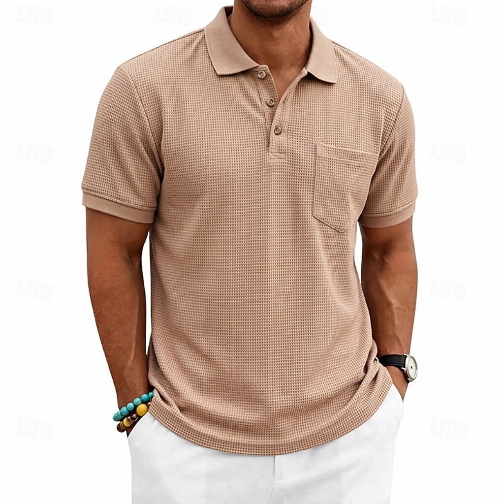 Per uomo Magliette Polo a Nido d'Ape Polo Casuale Streetwear Bavero Manica Corta Essenziale Moderno Semplice Tasca Leggero Estate Primavera Vestibilità regolare Nero Bianco Blu marino Verde scuro del 2026 a $21.99 –P10