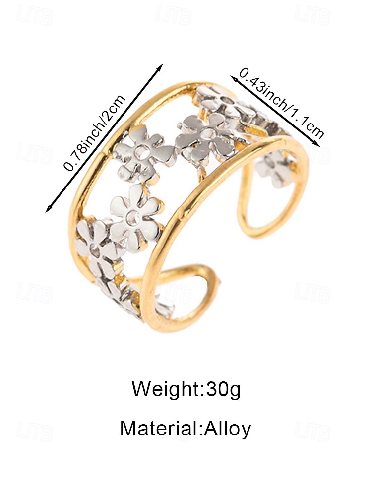 Women's Bohemian Alloy Open Ring, Adjustable Floral Design, Perfect for Beach Vacation, Casual Daily Wear and Summer Accessories 2026 - $9.99 –P9