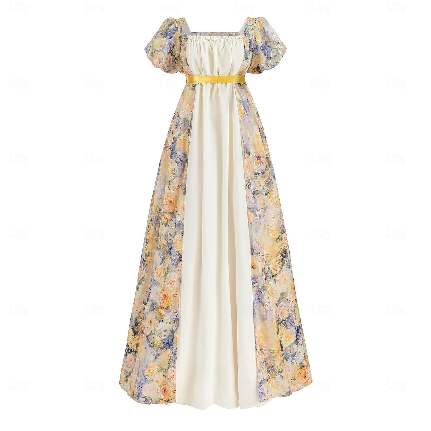 Médiéval Renaissance 19ème siècle Longueur au sol Robe Manches courtes Princesse Floral Imprimé Floral Col carré Déguisement Femmes Carnaval Foire de la Renaissance LARP Soirée à thème rétro Adulte de 2026 ? $83.99 –P3