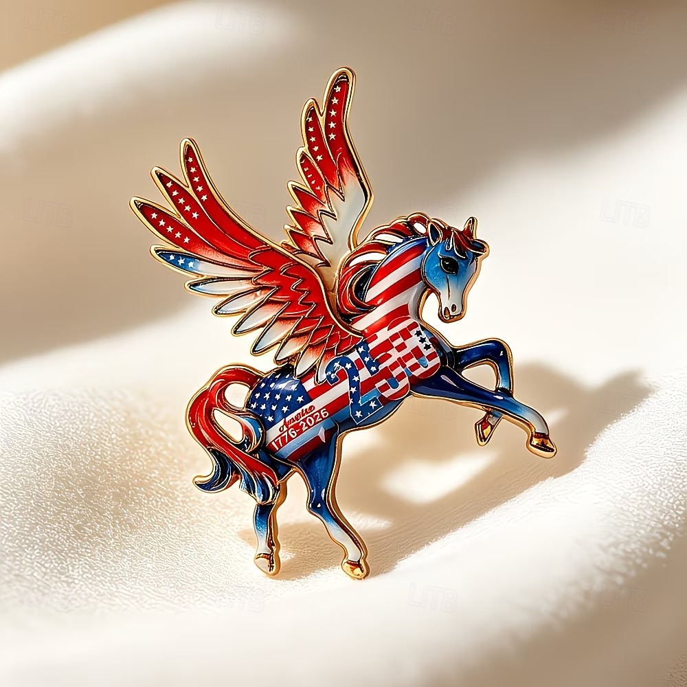 Broșă cu vultur și cal aniversar de 250 de ani pentru bărbați și femei, broșă cu strasuri patriotice americane cu vultur chel, perfectă pentru costume, paltoane și guler, accesoriu ideal pentru 2026 - $9.99 –P8