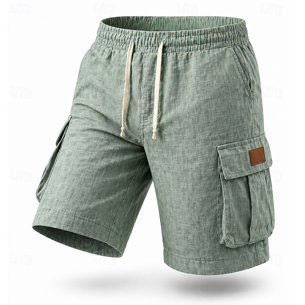 Bărbați Pantaloni Scurți Cargo Pantaloni scurți din in Pantaloni scurți de vară Pantaloni scurți de plajă Cordon Talie elastică Multi Buzunare Simplu Confort Respirabil Lungimea genunchiului Zilnic 2026 - $25.99 –P1