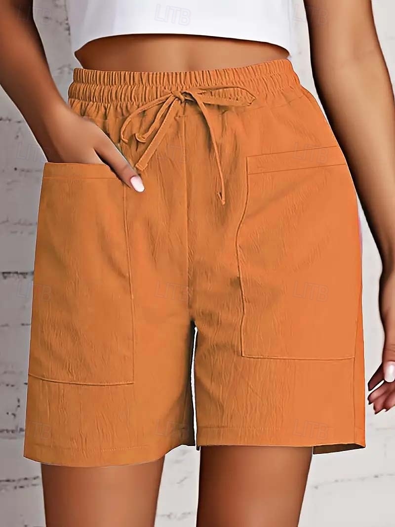 Per donna Bermuda Chinos Shorts Pantaloni Eleganti Vacanza Essenziale Comfort Corto Vita Alta Semplice Coulisse Comodità Elasticizzato Quotidiano Casual Quotidiano Blu Rosso Aalbicocca Nero Estate del 2026 a $20.99 –P4