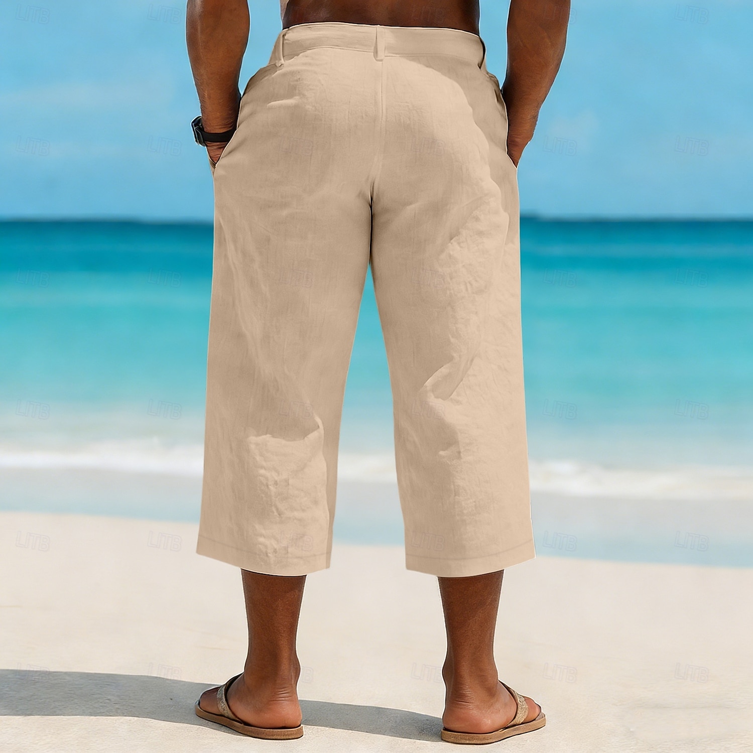 Homme Shorts Capri Shorts en Lin Short décontracté Avec Poches Taille Élastique Uni Confort Respirant Longueur mollet Quotidien Extérieur Plage Vacances Mode Noir + Bleu Marine Bleu Marine + Gris Non de 2026 ? $33.99 –P5