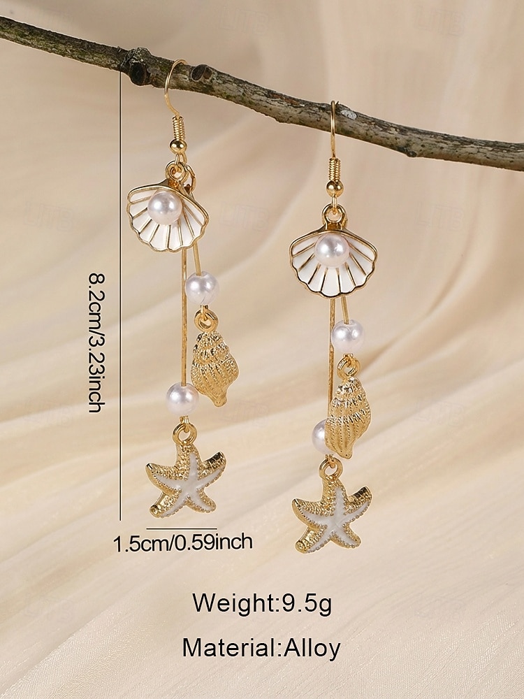 Women's Bohemian Alloy Starfish Shell Tassel Earrings, Multi-Color Beach Drop Dangle Earrings for Vacation Travel, Resort Style and Everyday Casual Wear 2026 - $7.99 –P9