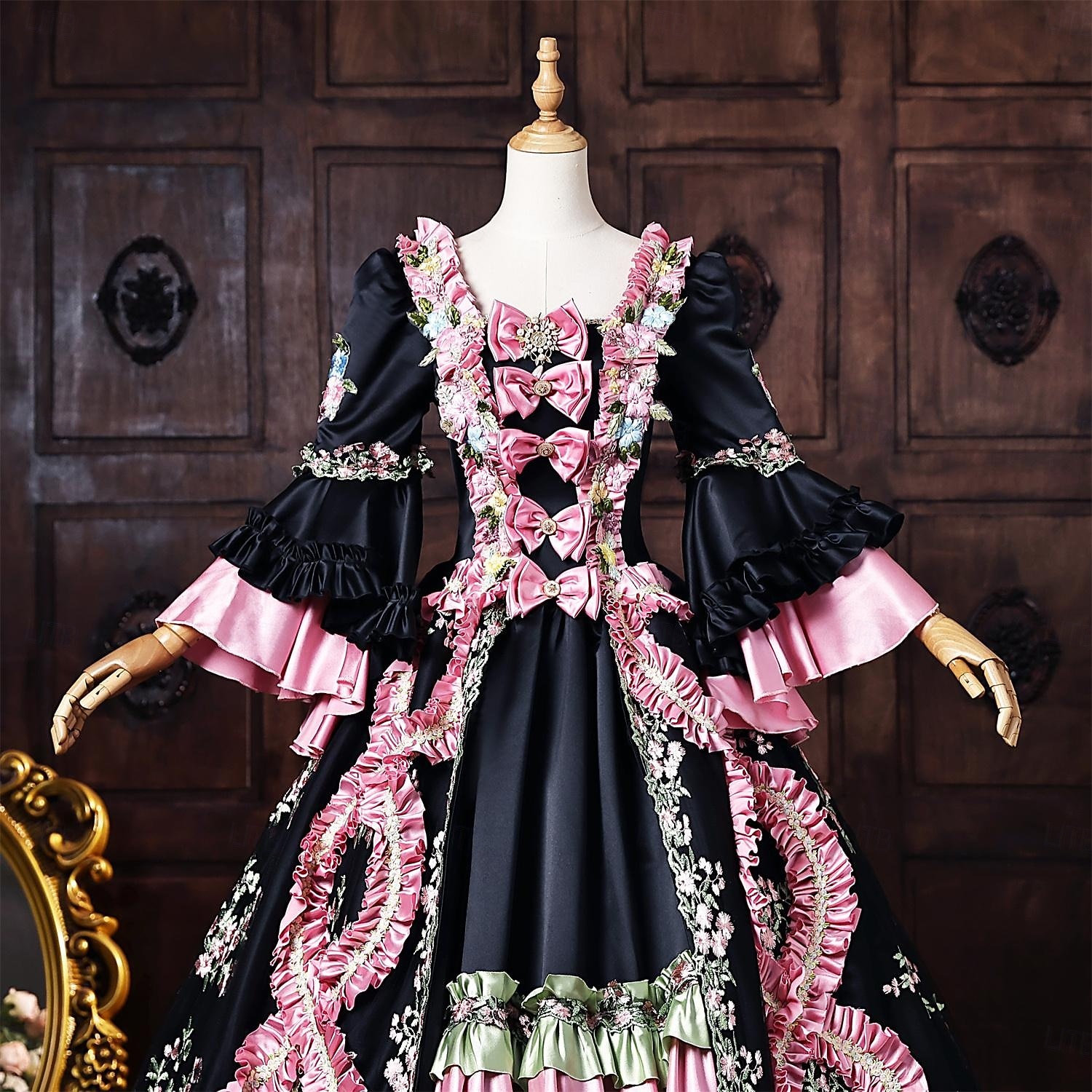 Rococo Baroque Ball Gown Floor Length Dress Ball Gown Long Sleeves Princess Bridal Bow Floral Ball Gown Square Neck Fancy Dress Women's Royal Halloween Carnival Masquerade Prom Tea Party Party 2026 - $327.49 –P5