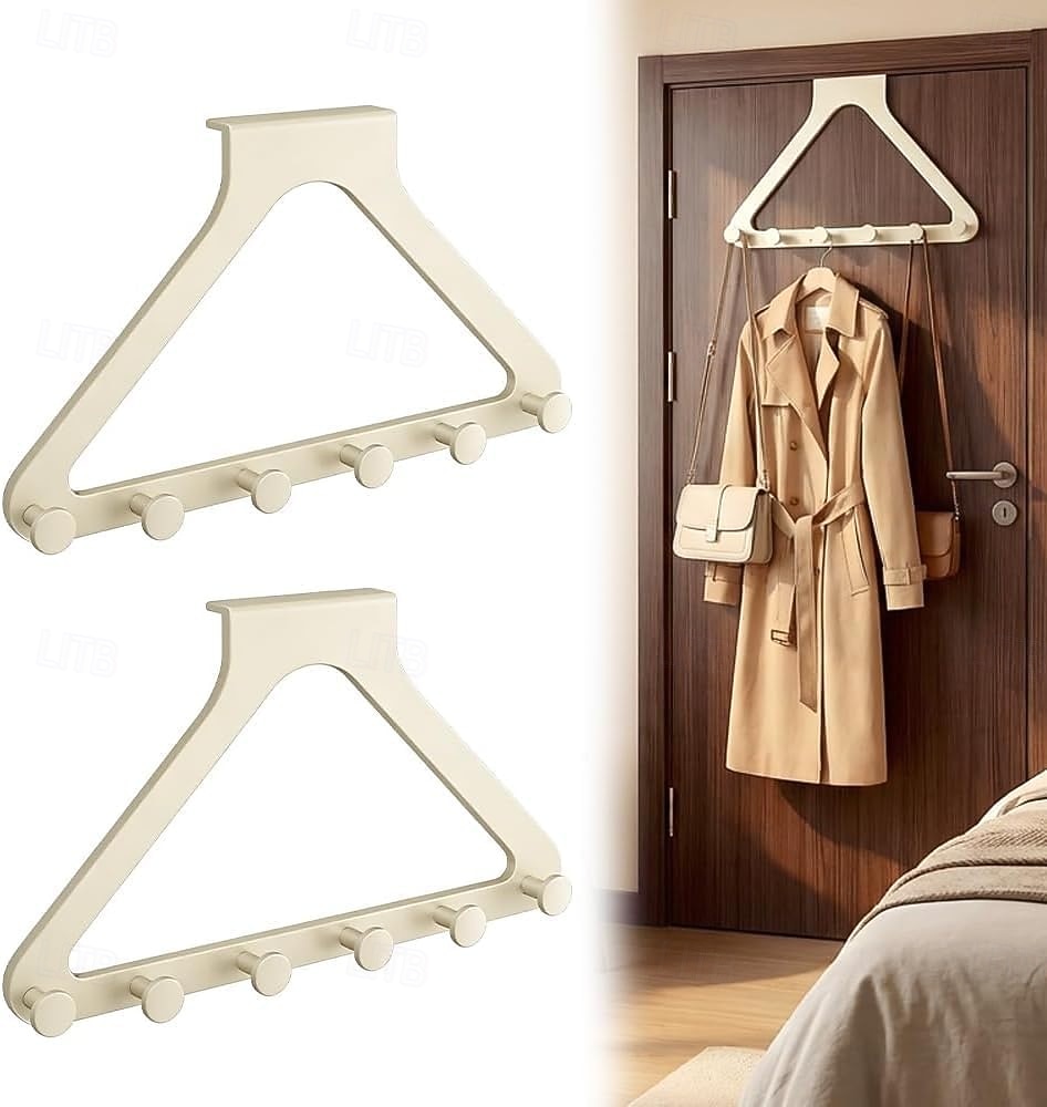 خطافان للتعليق فوق الباب، خطافات لتعليق المناشف، رفوف مناشف للحمام مع 6 خطافات للمعاطف، مستلزمات أساسية لحمام السكن الجامعي 2026 - $19.99 –P1