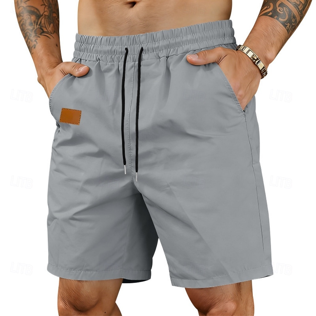 Voor heren Korte broek Casual korte broek Atletische korte broek Zak Elastische taille Effen Comfort Sneldrogend Knielengte Buiten Vakantie Modieus Streetwear blauw Zwart Inelastisch 2026 - $17.99 –P12