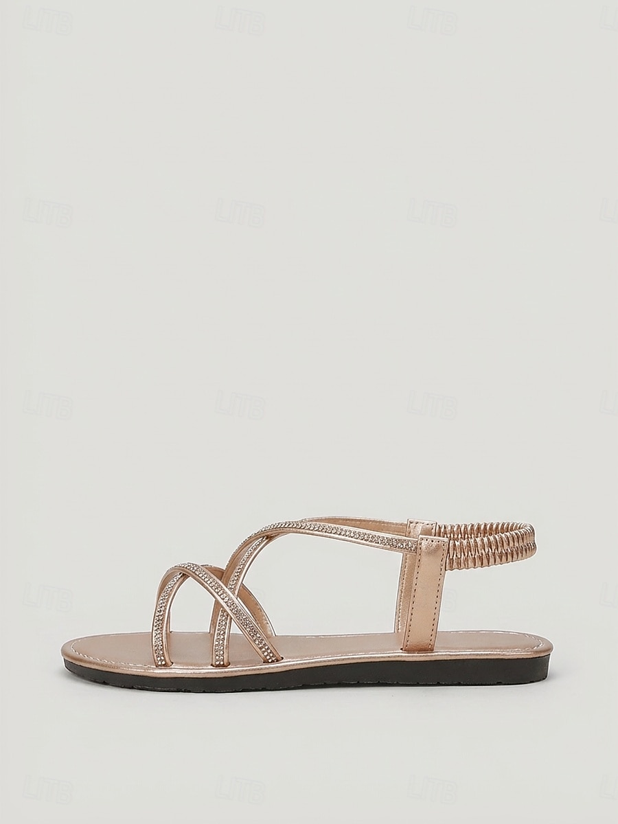 Women's Strappy Flat Comfort Sandals, Open Toe Elastic Back Casual Dress Shoes for Garden Parties, Outdoor Events & Summer Walks 2026 - $26.99 –P5