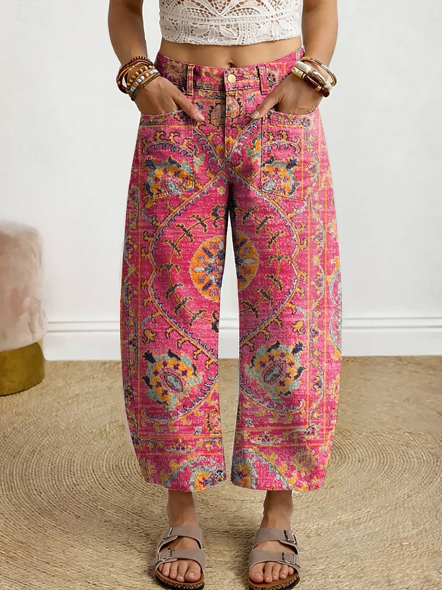 Per donna Gamba larga Pantaloni Eleganti Pantaloni Corti Vacanza Vintage Casual Lunghezza alla caviglia Vita Alta Grafico Motivo Geometrico Stampa Comodo Comodità Traspirabilità Inelastico Quotidiano del 2026 a $44.99 –P3