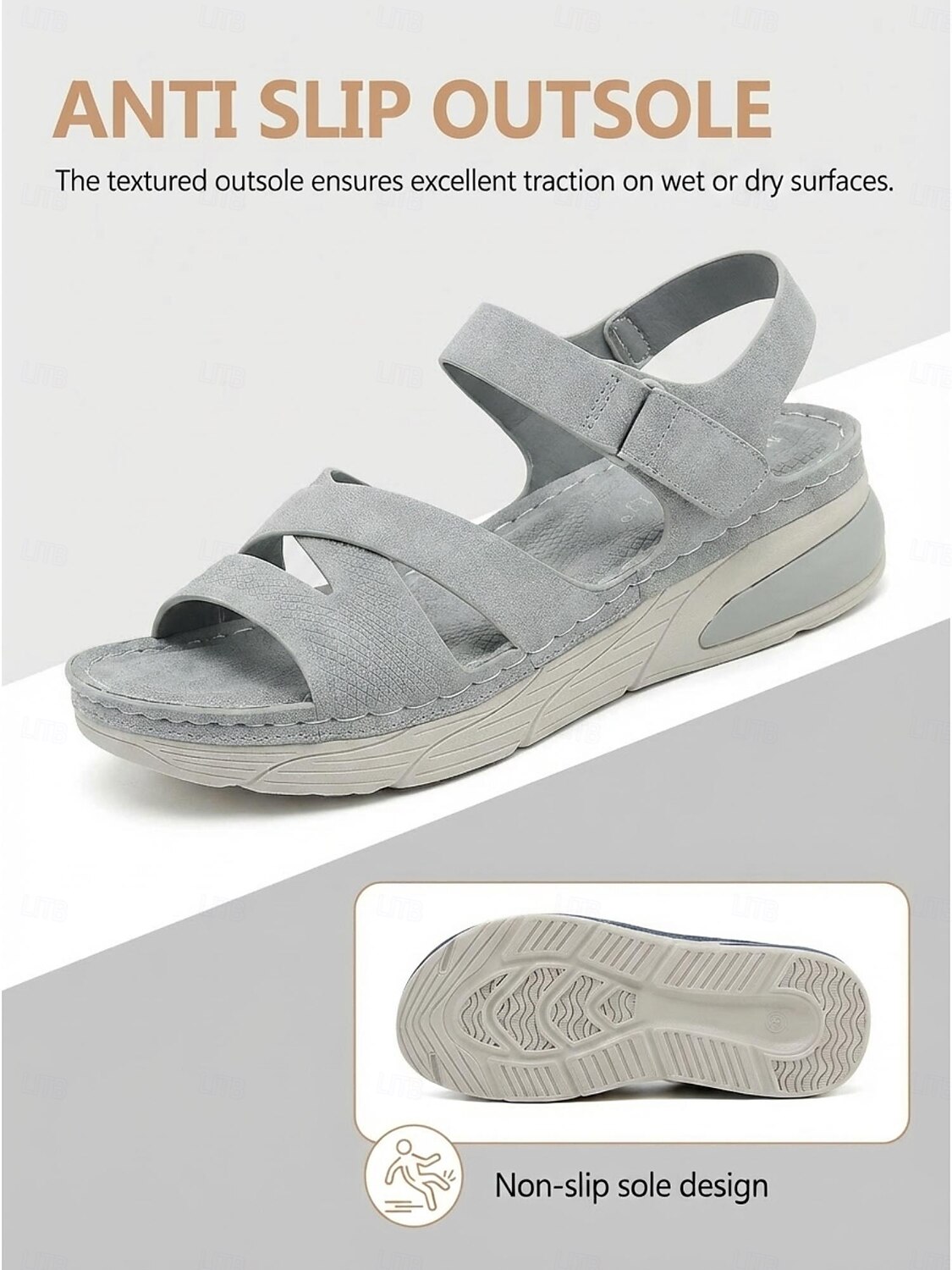 Women's Gray Comfortable Arch Support Sandals – Lightweight Cushioned Ankle Strap Walking Sandals, Soft Casual Shoes for Travel, Shopping, Outdoor Walking & Everyday Wear 2026 - $32.99 –P4