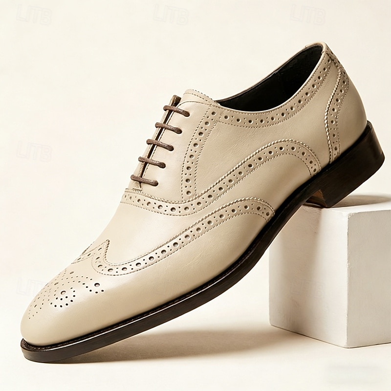 Zapatos Oxford brogue de hombre color amarillo mostaza con puntera perforada, zapatos de vestir clásicos de estilo vintage para hombre, ideales para bodas, reuniones de negocios, fiestas y ocasiones formales. 2026 - $94.99 –P9