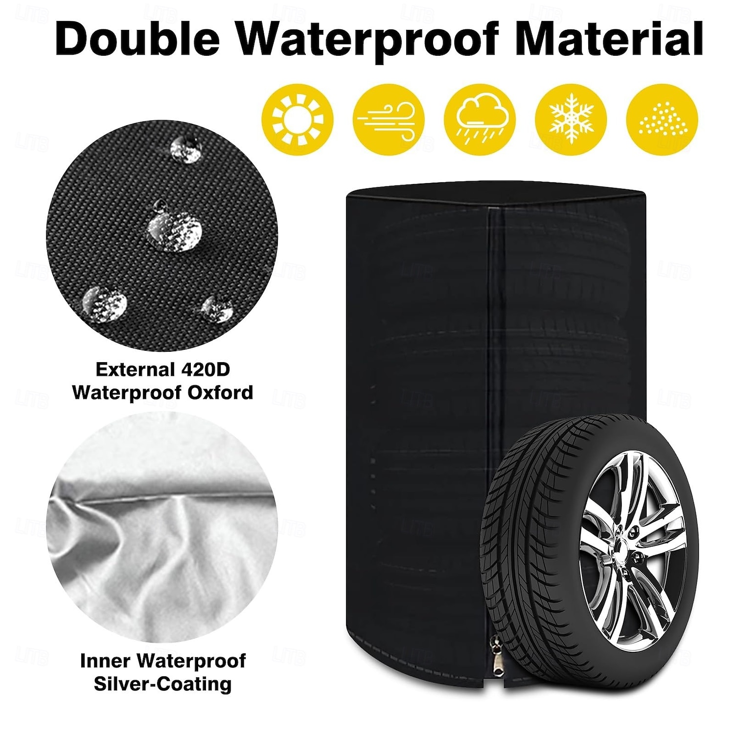 Capas para armazenamento de pneus, capa grande para pneus de inverno, impermeável, com bolsa de armazenamento prática, capa resistente às intempéries para empilhar pneus (comporta 4 pneus, diâmetro de de 2026 por $18.99 –P6