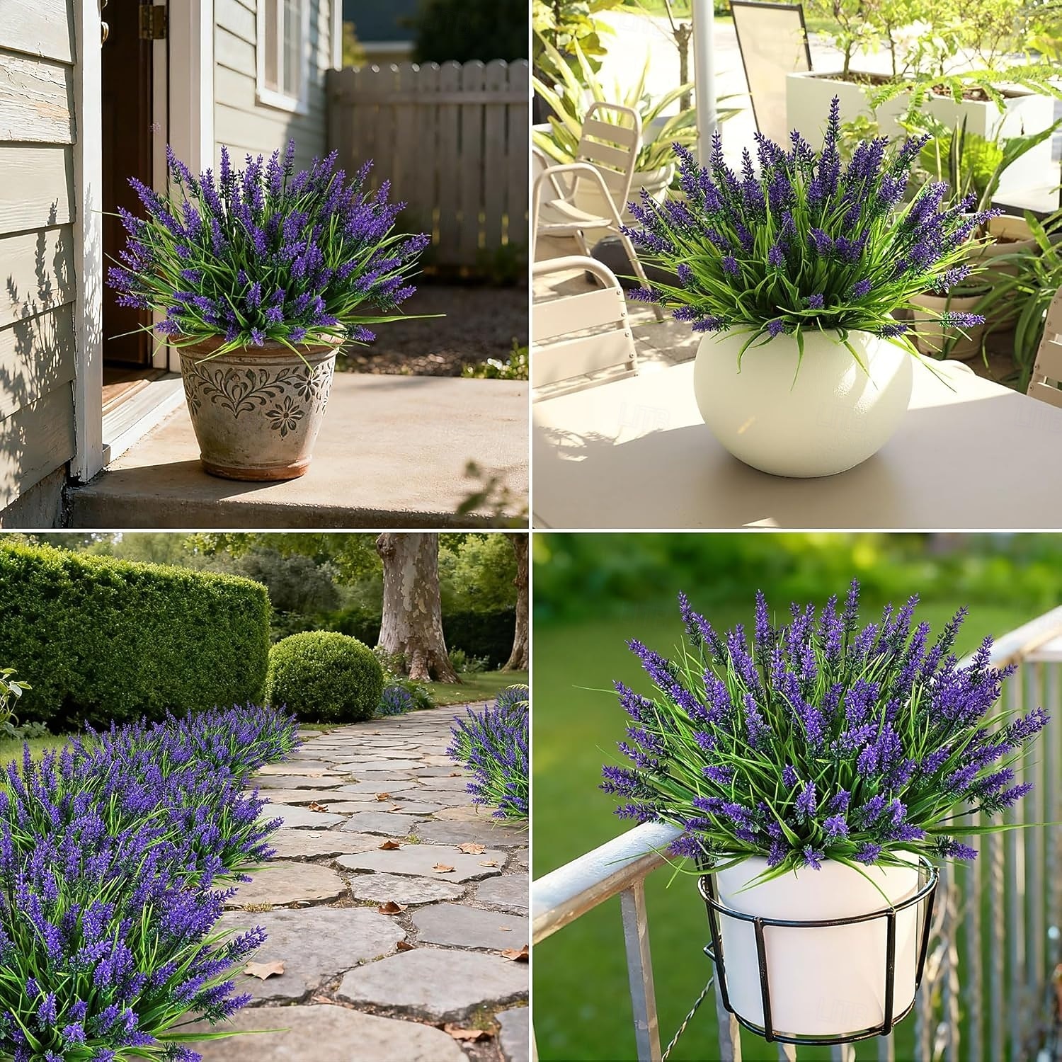 16 bundels kunstplanten voor buiten, UV-bestendige nep-lavendel &Apengras, realistische plastic kunstplanten voor balkon, terras, veranda, groene decoratie, plantenbakvulling (paars) 2026 - $25.99 –P5