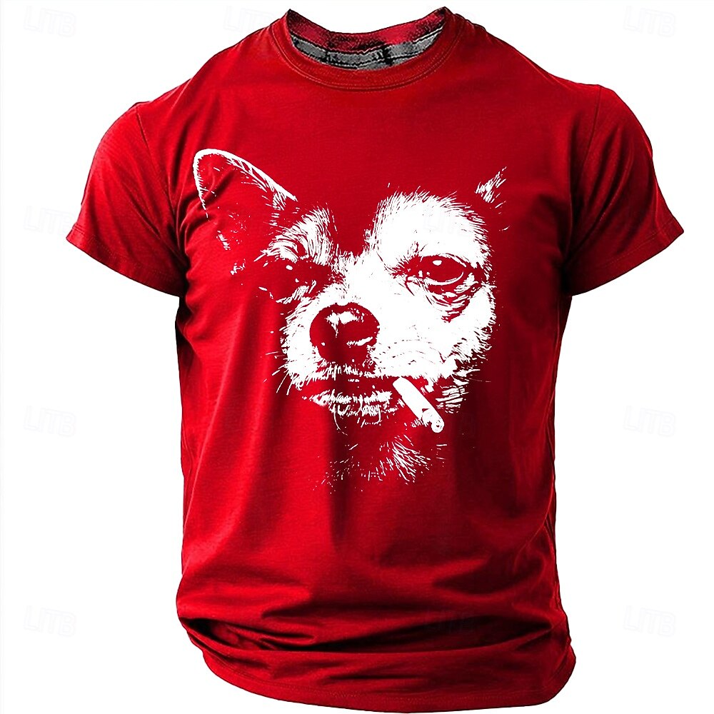 Maglietta da uomo con chihuahua che fuma una sigaretta, streetwear grintoso, meme divertente, vestibilità regolare, stile thug life, cane cattivo, abbigliamento casual quotidiano firmato, taglie S, M, del 2026 a $19.99 –P10