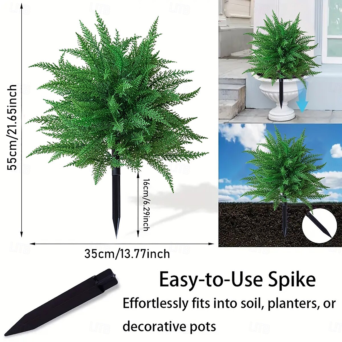 umělý zahradní rostlinný klas, umělá venkovní zeleň, 22palcová umělá rostlina do květináčů, do půdy, na terasu, do dvora a na sváteční dekoraci 2026 - $30.99 –P2