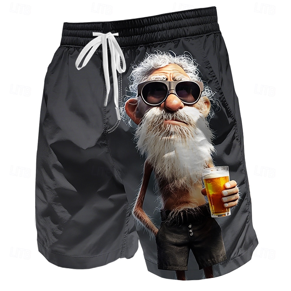 Herr Rolig Öl Gammal man Badshorts Boardshorts Medium Midja Retro / vintage Utomhus Semester Vardag Sidfickor Mesh foder Elastisk dragsko i midjan Designer Kläder 2026 - $20.99 –P1