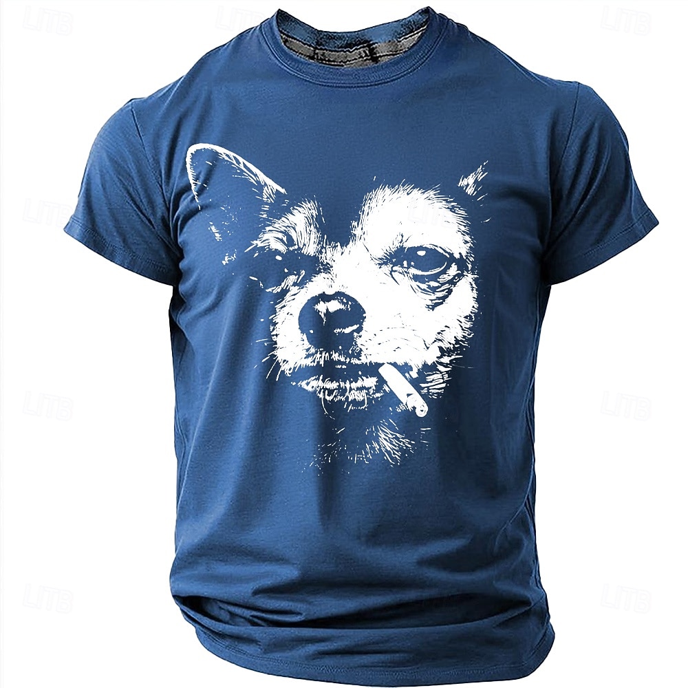 Maglietta da uomo con chihuahua che fuma una sigaretta, streetwear grintoso, meme divertente, vestibilità regolare, stile thug life, cane cattivo, abbigliamento casual quotidiano firmato, taglie S, M, del 2026 a $19.99 –P9