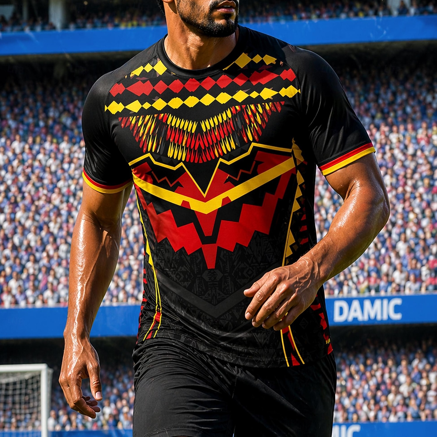 Germany Style Men's Soccer Jersey Geometric Athletic Summer Short Sleeve T-Shirt UPF 50 Quick Dry Breathable mesh fabric 2026 Soccer Fan Tee Tournament Football Gym Running Sports Yellow Black 2026 - $18.99 –P1