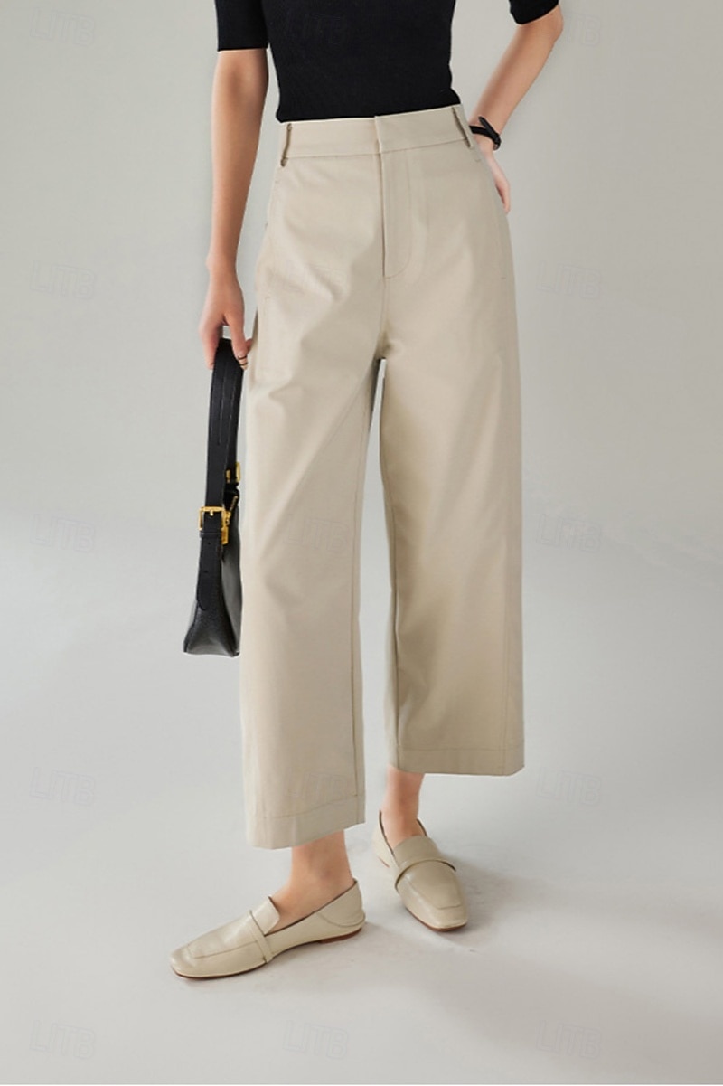Women's Wide Leg Chinos Vacation Full Length High Waist Comfortable Micro-elastic Daily White Navy Blue khaki Summer Spring Loose Fit 2026 - $44.99 –P3