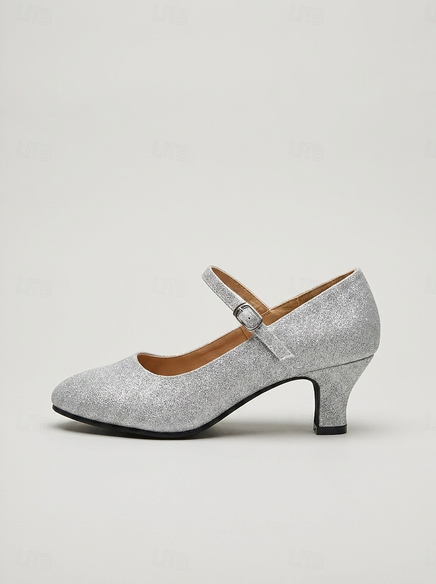 Women's Silver Glitter Ballroom Dance Shoes – Classic Mary Jane Standard Dance Heels 2026 - $32.99 –P5