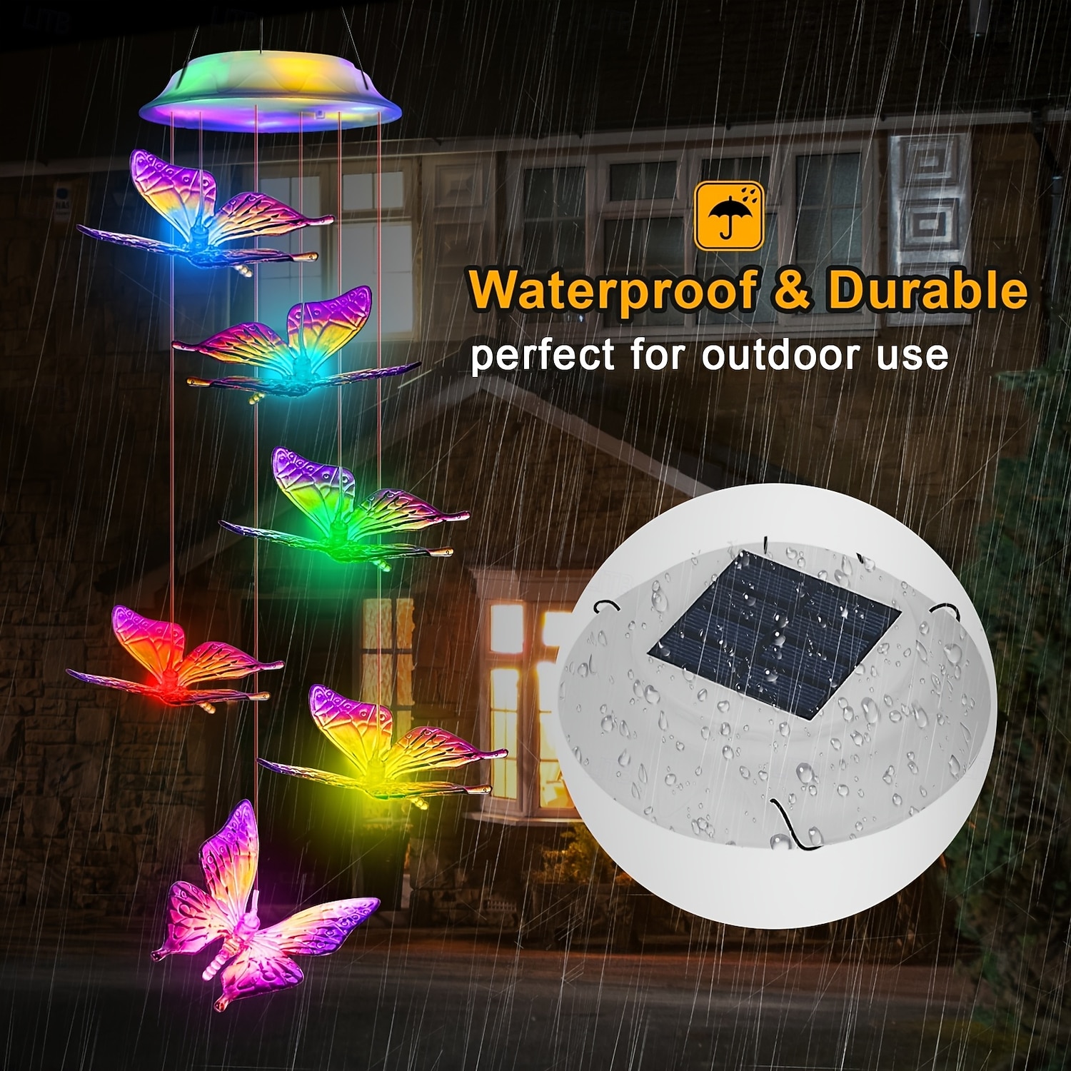 Hummingbird & Butterfly Outdoor Solar Waterproof Wind Chime Lights, 2 Pcs Set for Garden, Patio, Balcony, Yard, Villa, Summer Decorations, Birthday & Holiday Gift 2026 - $30.99 –P7