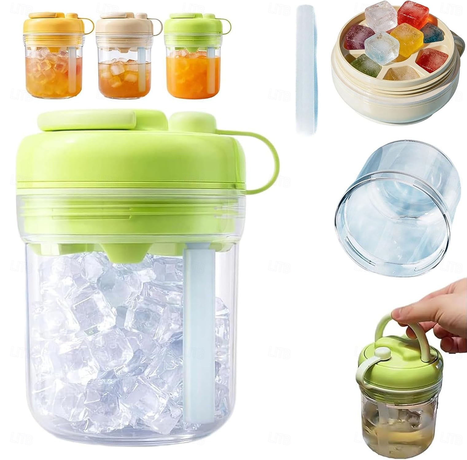3-in-1 Water Bottle Ice Cube Tray with Straw & Lid, Portable Touch-Free Iceball Kettle, Reusable Storage Bottle, Easy Press to Release Silicone Icing Tray for Gym, Travel, Juice & Coffee 2026 - $10.99 –P2