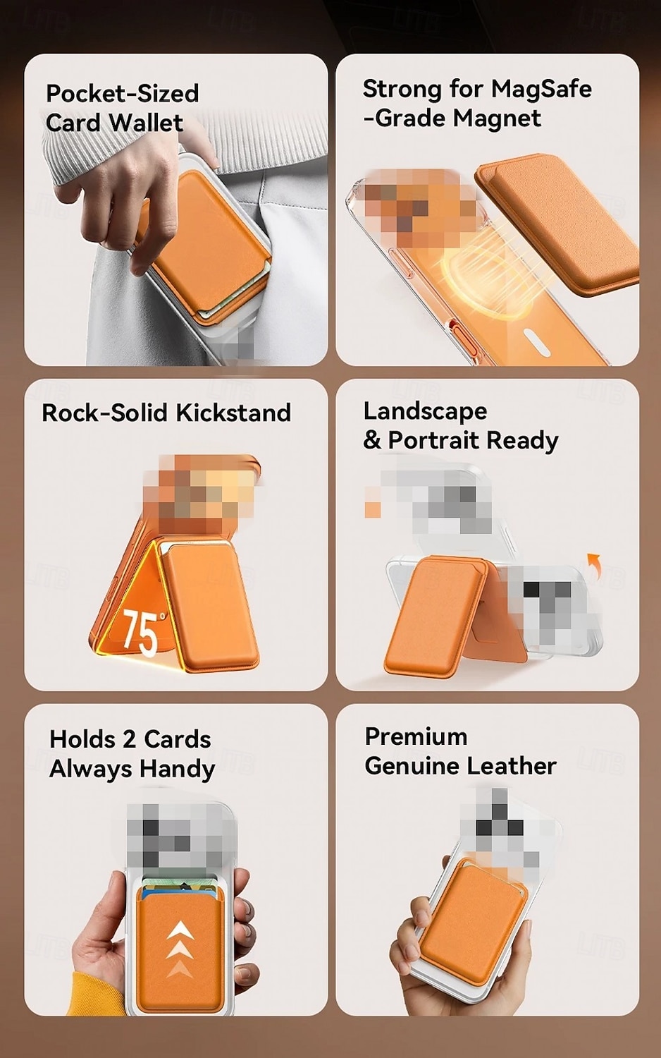 Portefeuille magnétique robuste en cuir avec étui de rangement et support intégré, porte-cartes sécurisé, pochette de rangement pour cartes bancaires et d'identité, accessoires pour porte-cartes en de 2026 ? $23.99 –P20
