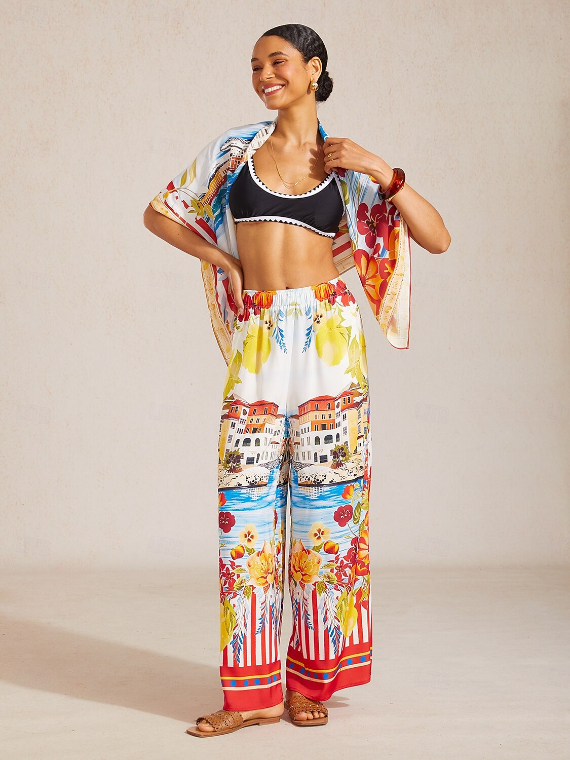 Καλοκαιρινό, αέρινο τετράγωνο φουλάρι από σιφόν της Σαντορίνης 2026 - $33.99 –P4