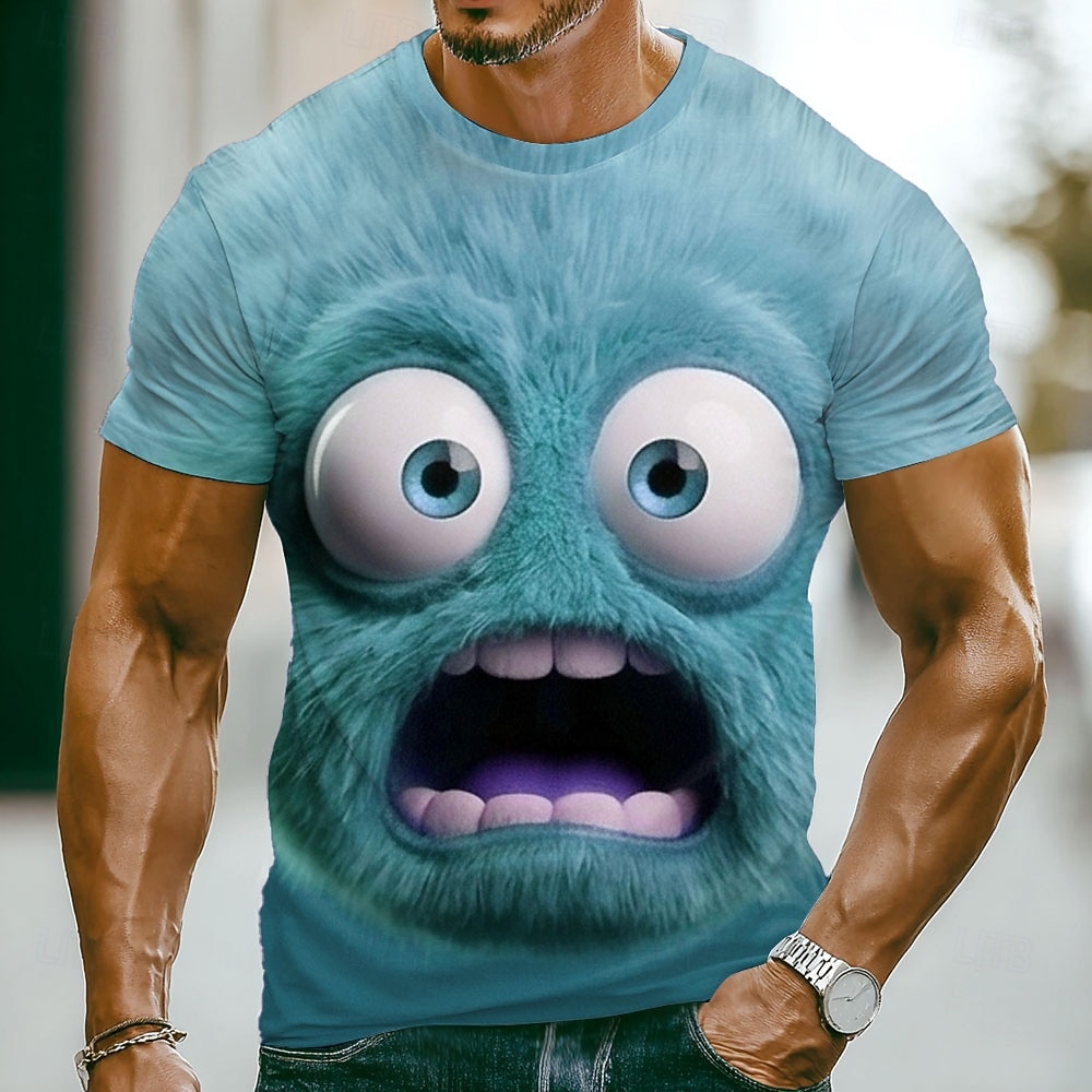 Herre Morsomme Emotes T-skjorte Kortermet T-skjorte 3D-print Rundhalset Mote Overdrevet Avslappet Daglig Gate Blå Lysegrønn Rød Sommer Vår Klær S M L XL XXL XXL 2026 - $18.99 –P3