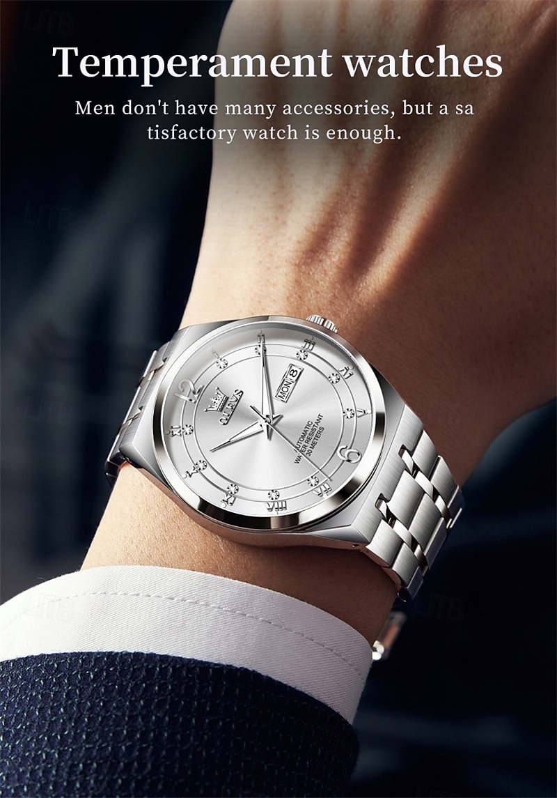 Men's Automatic Watch - Luxury Two-Tone Gold Stainless Steel Business Self Winding Wristwatch with Day Date, Waterproof Luminous Analog Dress Watch, Elegant Present for Husband Dad Son 2026 - $98.99 –P17
