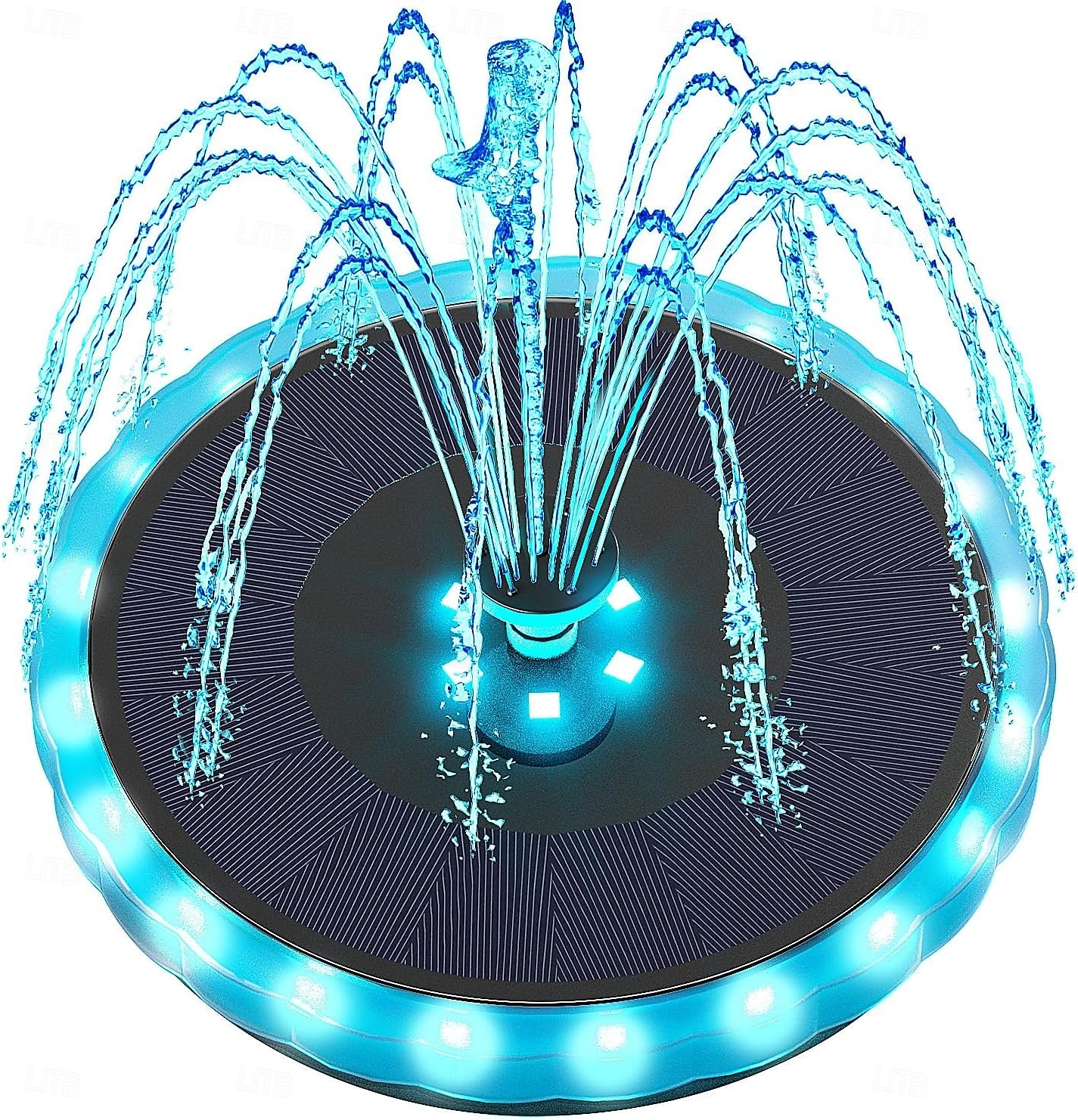 2026年 ソーラーバードバス噴水、色が変わるLEDライト &4本のドリフト防止固定ロッド &8つのノズルを備えた、鳥の水浴び場、庭、裏庭、池、魚のいる池用の改良型ソーラー噴水  コレクション – $71.99 –P1