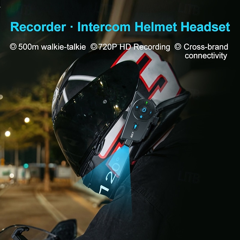 Q27 Motorcycle Helmet Bluetooth Headset with 720P HD Camera, Wireless Intercom Walkie-Talkie System, Video Recorder & Photo Capture, IP56 Waterproof, HD Audio for Motorbike Riding Dash Cam 2026 - $78.99 –P6