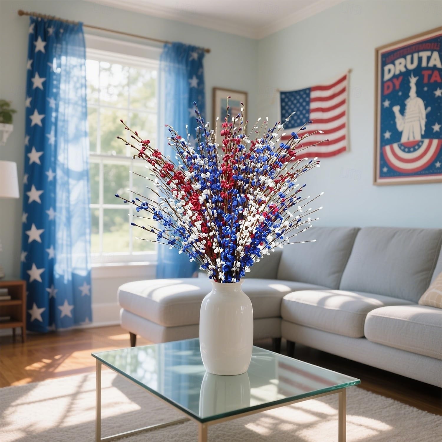 10pcs Red, White, and Blue Artificial Flowers, Patriotic Artificial Flower Picks, 29.5 Inches (Approx. 75 cm) Artificial Jasmine Flowers for Independence Day Decoration and Memorial Day Decoration 2026 - $28.99 –P1