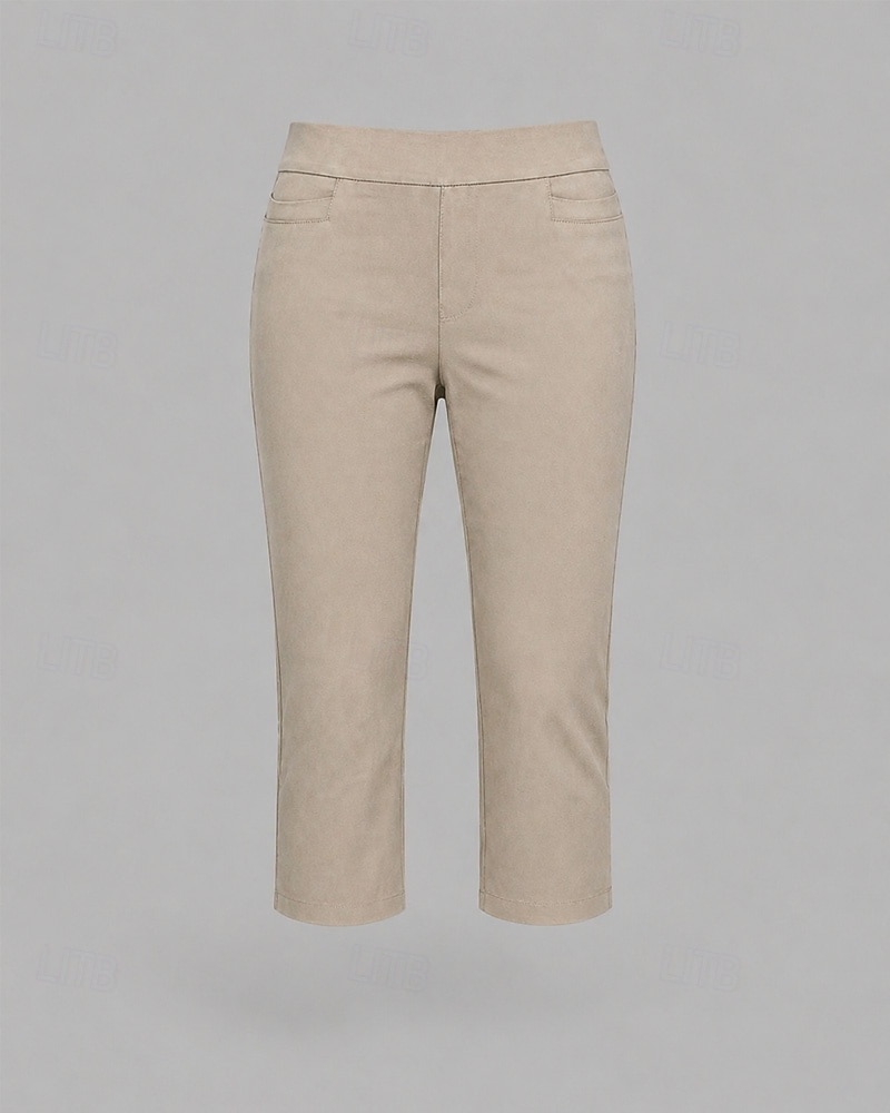 Dame Capri-bukser Leggings Elegant Ferie Grunnleggende Kalv lengde Høy Midje Helfarge Komfort Elastisk Daglig Svart Hvit Kakifarget Sommer Vår Bodycon topp 2026 - $27.99 –P3