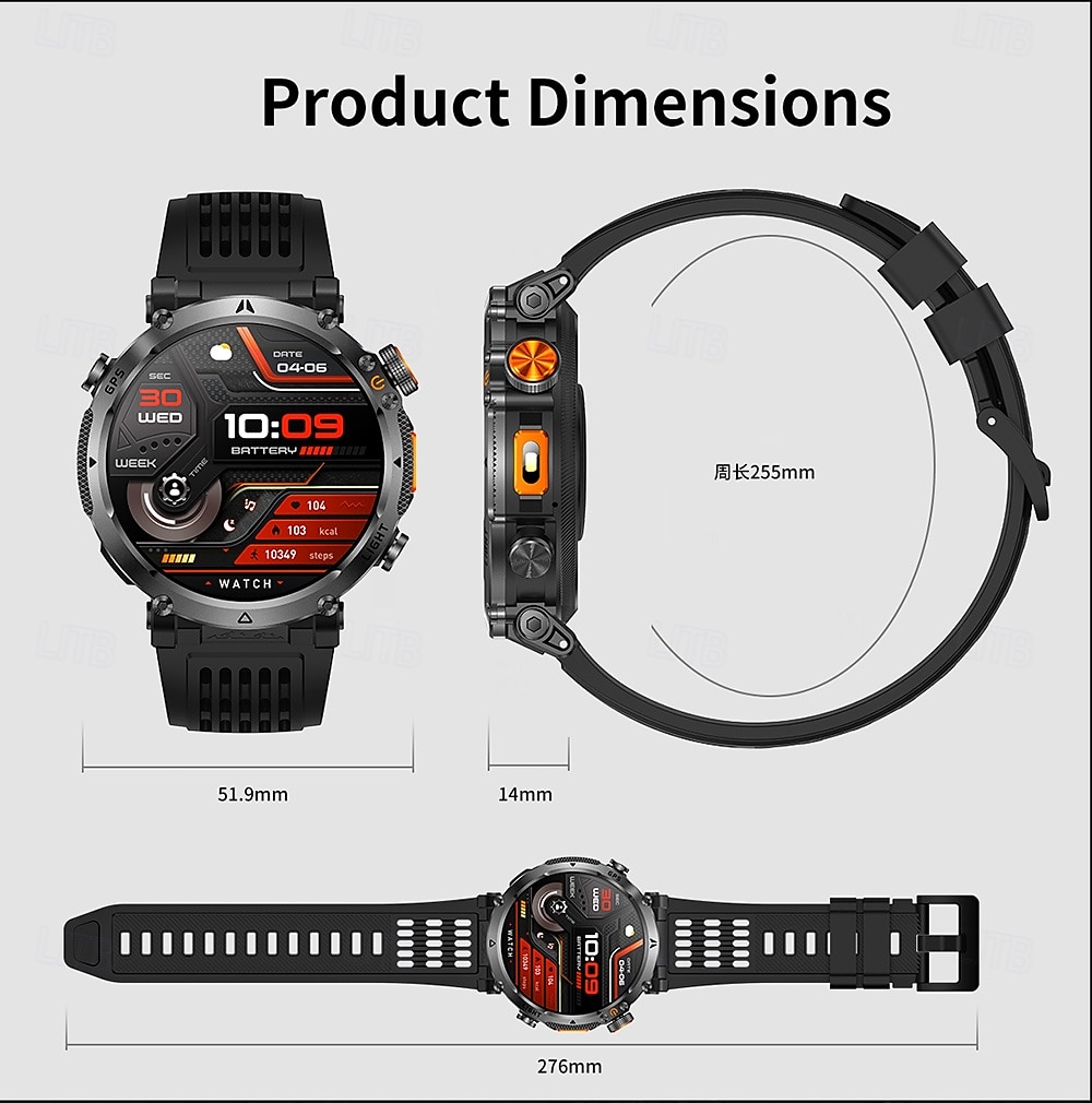 Rugged GPS Smart Watch for Men, Outdoor Sports Watch with 6 Satellite Positioning Systems, Trajectory Return Tracking for Mountaineering Hiking, Heart Rate SpO2 Monitor, Waterproof Metal Band Watch 2026 - $57.99 –P17