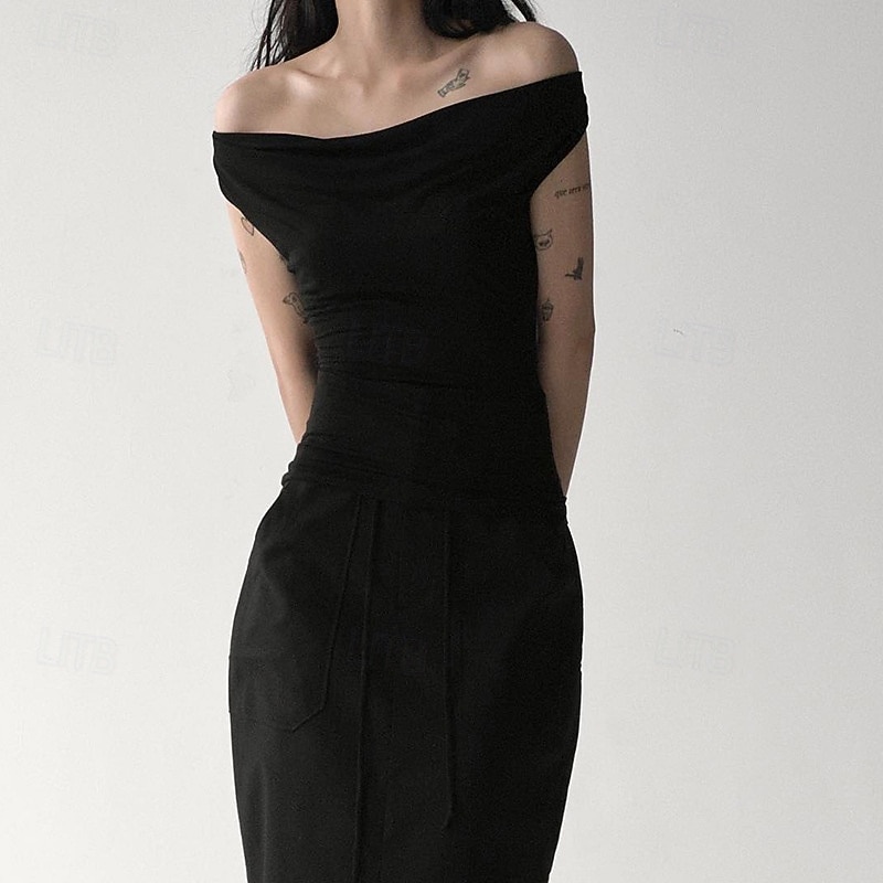 Per donna Maglietta Arricciato Semplice Elegante Moda Sexy Senza Maniche Senza Spalle Top Regolari Quotidiano Uscire Weekend Nero Bianco Estate Primavera del 2026 a $13.99 –P16