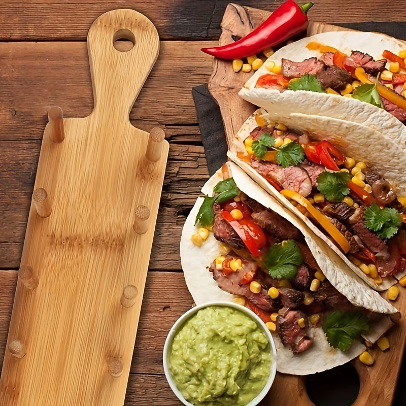 Fa toronytartó, fa toronytartó tálcákhoz, bambusz mexikói burrito tálca, 8 puha vagy kemény héjú tortilla befogadására alkalmas, kukorica tortillához is alkalmas, éttermekbe, partikra alkalmas 2026 - $13.99 –P7