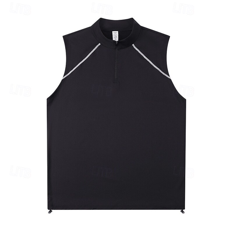 Men's Solid Colored Workout Tank Top Running Tank Top Gym Tank Top Summer Spring Quarter Zipper Sleeveless Quick Dry Compression Moisture Wicking Breathable Gym Workout Running Walking Jogging Black 2026 - $23.99 –P11