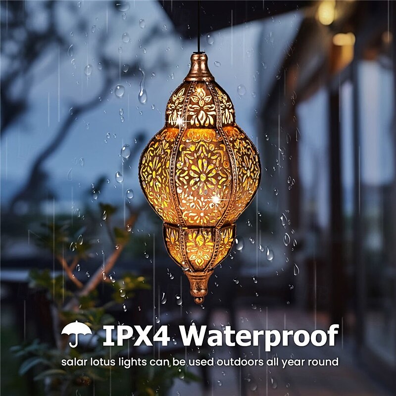 Moroccan Style Metal Solar Lantern Outdoor Hanging Solar Lamp Waterproof Light Suitable For Garden Lighting Decoration Of Terraces, Passageways, Courtyards, Porches And Backyards. Hanging Solar Lamp 2026 - $35.99 –P8