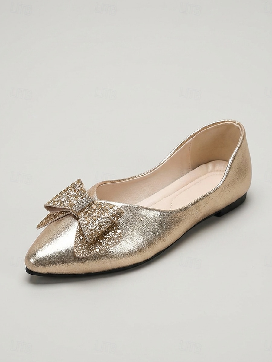 Rosa glitterrosett-skor för kvinnor - eleganta spetsiga trädgårdsfestskor 2026 - kr.266 –P5