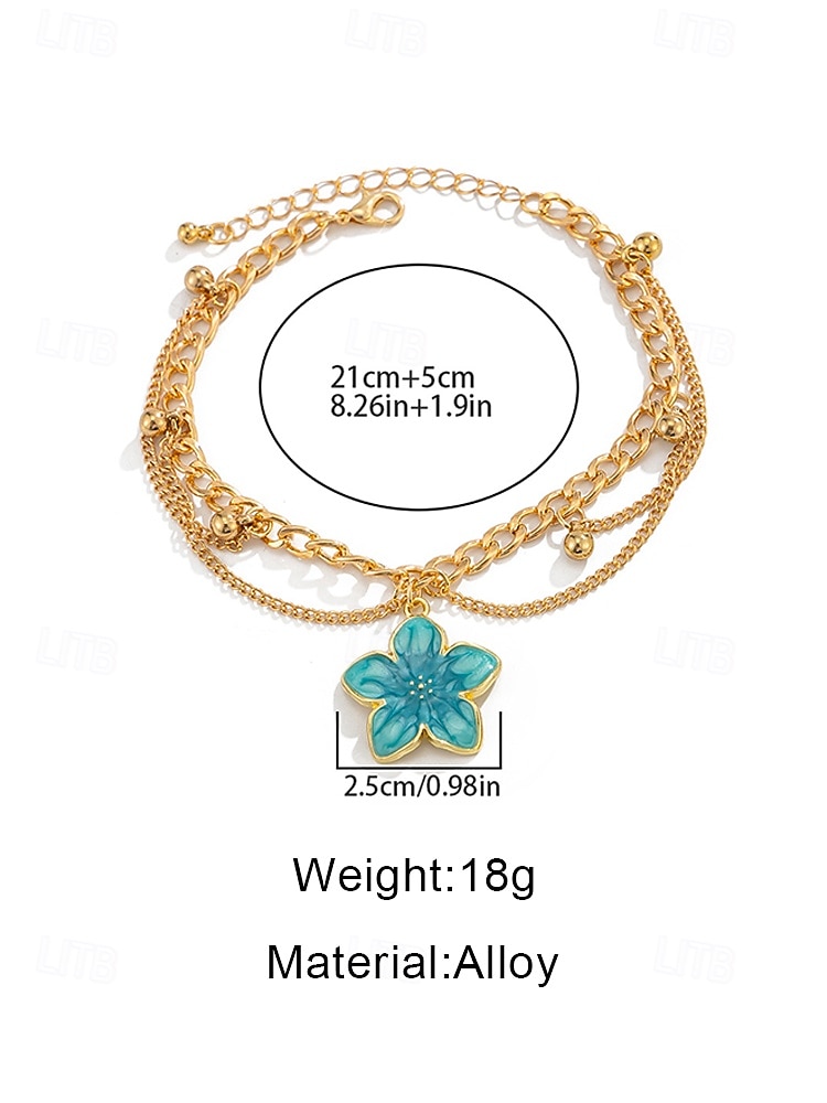 Women's Boho Alloy Flower Charm Anklet, Multi Color Layered Chain Ankle for Beach Vacation, Summer Resort and Everyday Casual Wear 2026 - $9.99 –P9
