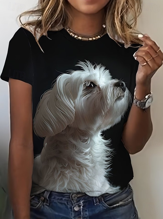 Easter Women's T Shirt Print Graphic Animal Cartoon Fashion Stylish Classic Short Sleeve Crew Neck Regular Tops Casual Daily Weekend Blue Light Beige Black Pink Purple Summer Spring 2026 - $21.99 –P1