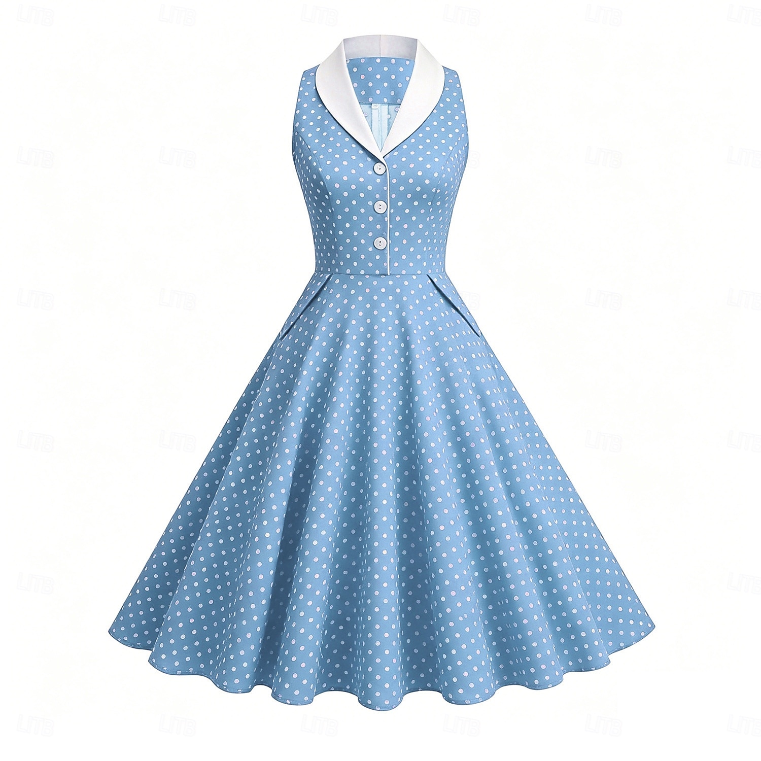 2026年 1950年代風 レトリ／ヴィンテージ ロカビリー 正午 ドレス ノー・スリーブ 水玉 仮装 女性用 マスカレード パーティー カジュアル／普段着 成人 ドレス 春夏  コレクション – $52.99 –P6