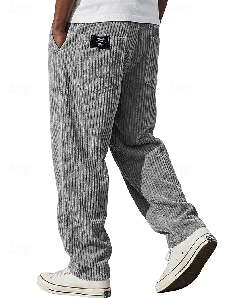 Bărbați Pantaloni Pantaloni Corduroy Pantaloni de iarnă Pantaloni casual Pantaloni largi Cordon Picior drept Culoare solidă Confort Απαλό Lungime totală Casual Zilnic În aer liber Modă Stil Clasic 2026 - $29.99 –P8