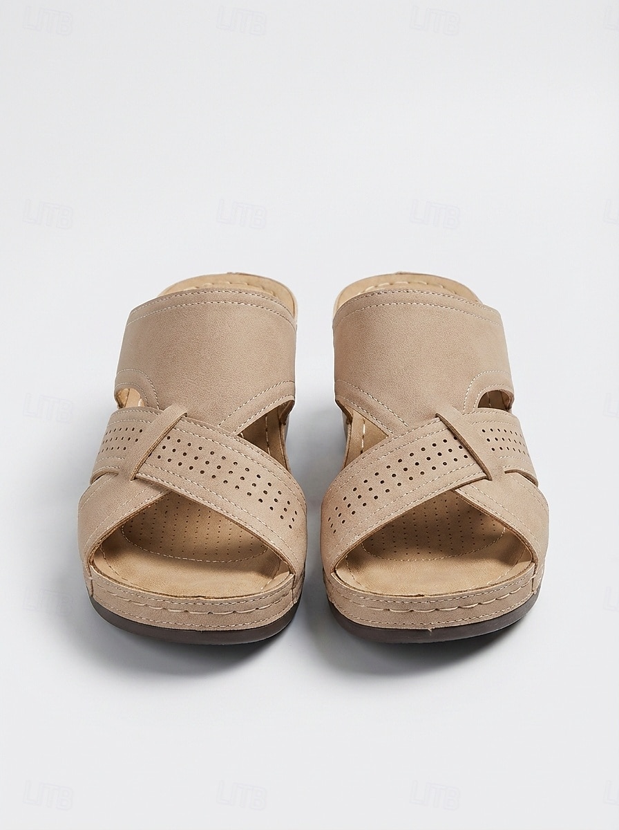 Sandalias de cuña sin cordones para mujer con diseño recortado, zapatos ortopédicos de verano cómodos e informales para caminar a diario, usar en la playa y el jardín. 2026 - $24.99 –P2