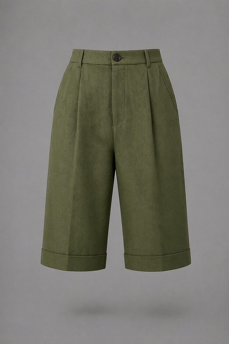 Damskie Spodnie capri Szorty Lniane szorty Letnie szorty Moda Podstawowy Formalny Do kolan Średia talia Równina Kieszeń Elastyczny pas Prosta noga Lekki Wygodny Oddychający Nieelastyczny Codzienny 2026 - $22.99 –P12