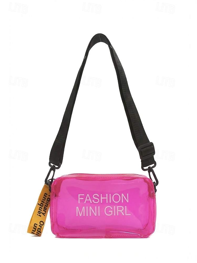 kvinners klar PVC-skulderveske, flerfarget gjennomsiktig skulderveske med justerbar stropp, lett og stilig for strandferie, reise og uformell daglig bruk. 2026 - $9.99 –P13