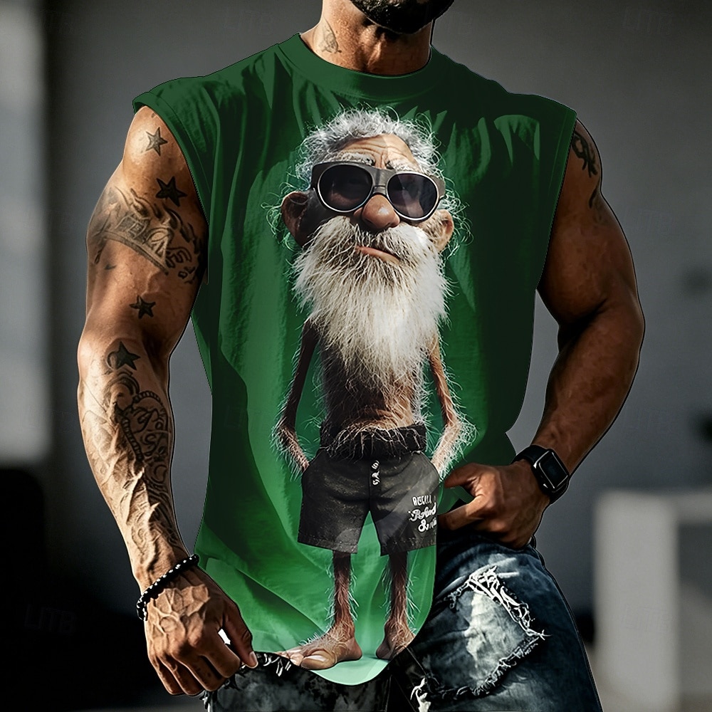 Homme A Ombre Vieil Homme Sous-Vêtements Sans manches T-shirt Impression 3D Col ras du cou Chemise Drôle Occasionnel Quotidien Rue Bleu Noir Rouge Printemps & Été Vêtement Tenue S M L XL 2XL 3XL de 2026 ? $17.99 –P2